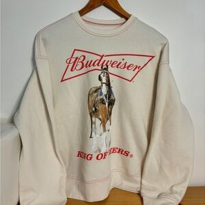 Budweiser White Sweatshirt with Horse Graphic